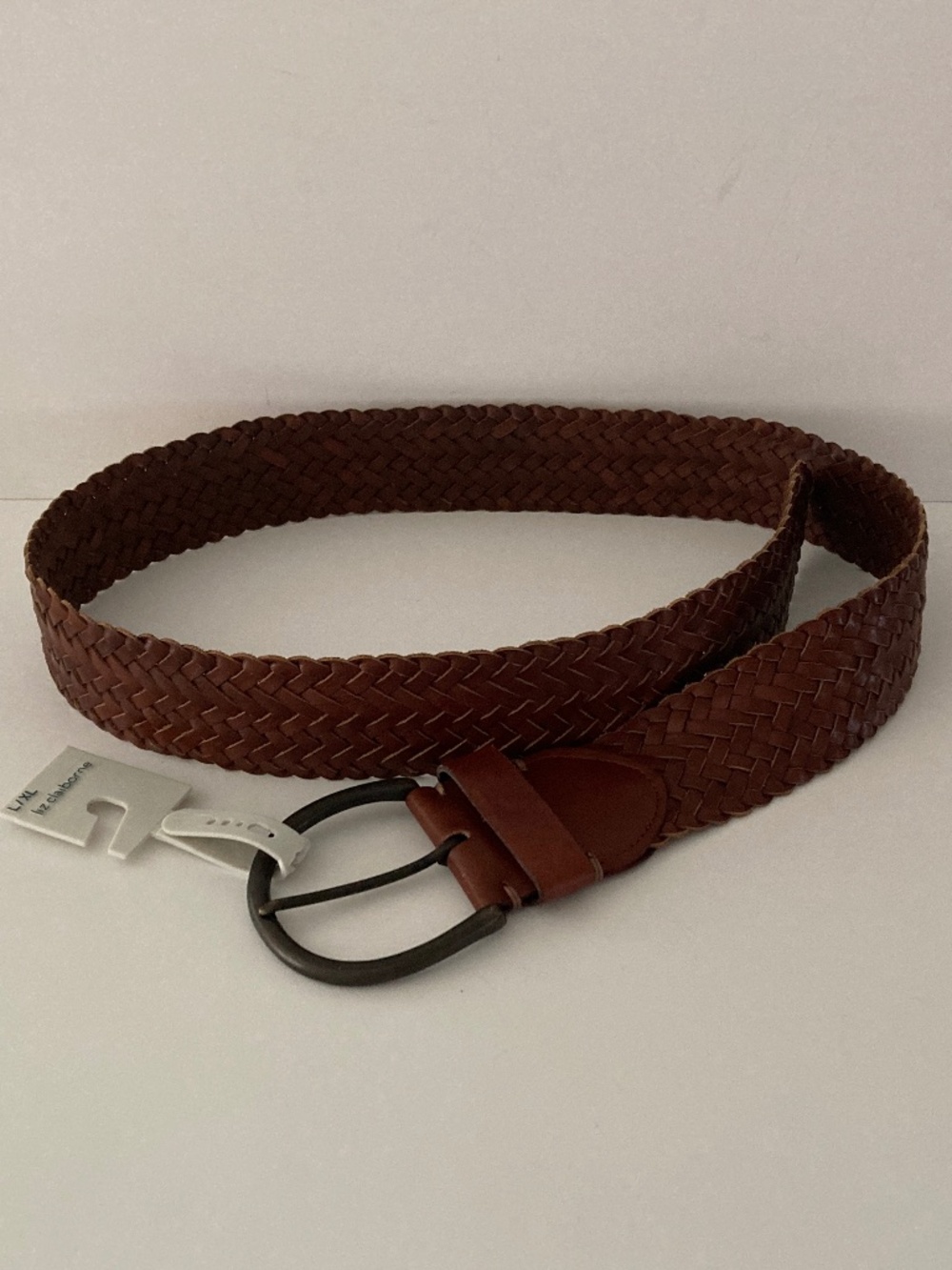 Liz Claiborne Brown Braided Leather Belt/Adjustable At Any Point/Size L/XL/NWT!